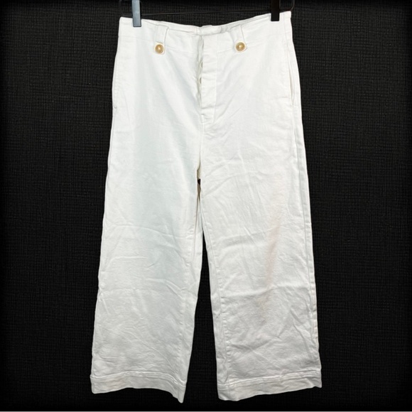 LA MIEL White Wide-Leg Cropped Pants - Picture 1 of 4